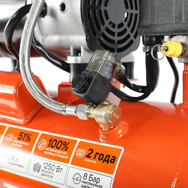 PATRIOT WO 24-220 Компрессор [525301920] { безмасляный, 200 л/мин, 8 бар, 1250 Вт, 24 л, быстросъемный 1/4" } фото 8