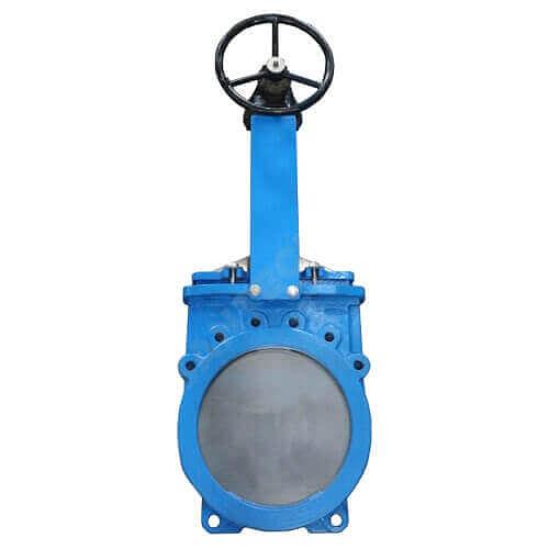 Задвижка 600 ру5 шиберная ножевая двусторонняя межфланцевая чугунная с редуктором фото 1