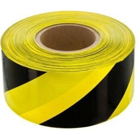 Лента сигнальная 75мм х 200м, черно-желтая Россия// Сибртех фото 1