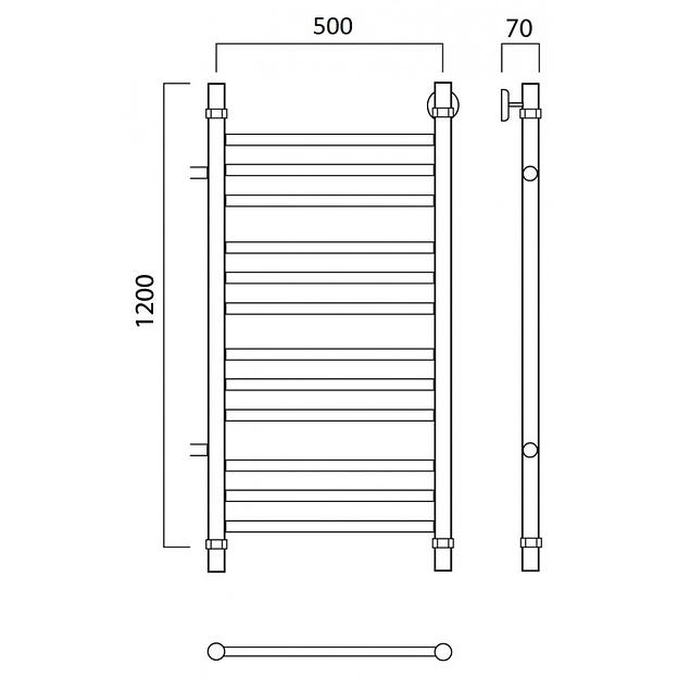 Полотенцесушитель водяной Роснерж Прямая L107011 120x50 с боковым подключением 700 групповой фото 2