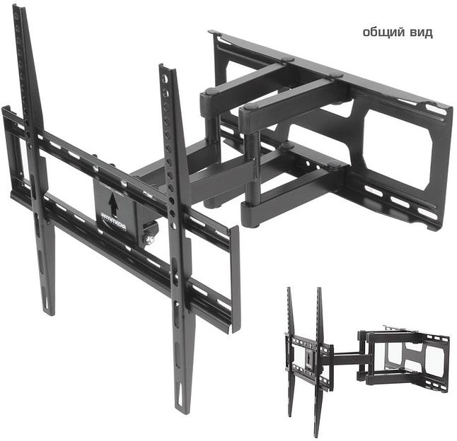 Кронштейн для телевизора Kromax COBRA-51 черный 32"-60" макс.30кг настенный поворотно-выдвижной и наклонный фото 5
