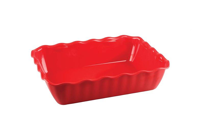 Салатник 260*175 мм. 2000 мл. h=80 мм. с волнистыми краями красный  /1/9/ фото 1