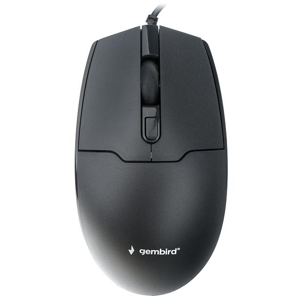 Gembird MOP-430 черный, USB, {проводной, 3кл+колесо-кнопка, 1000/1600 DPI, 1,8 м} фото 1