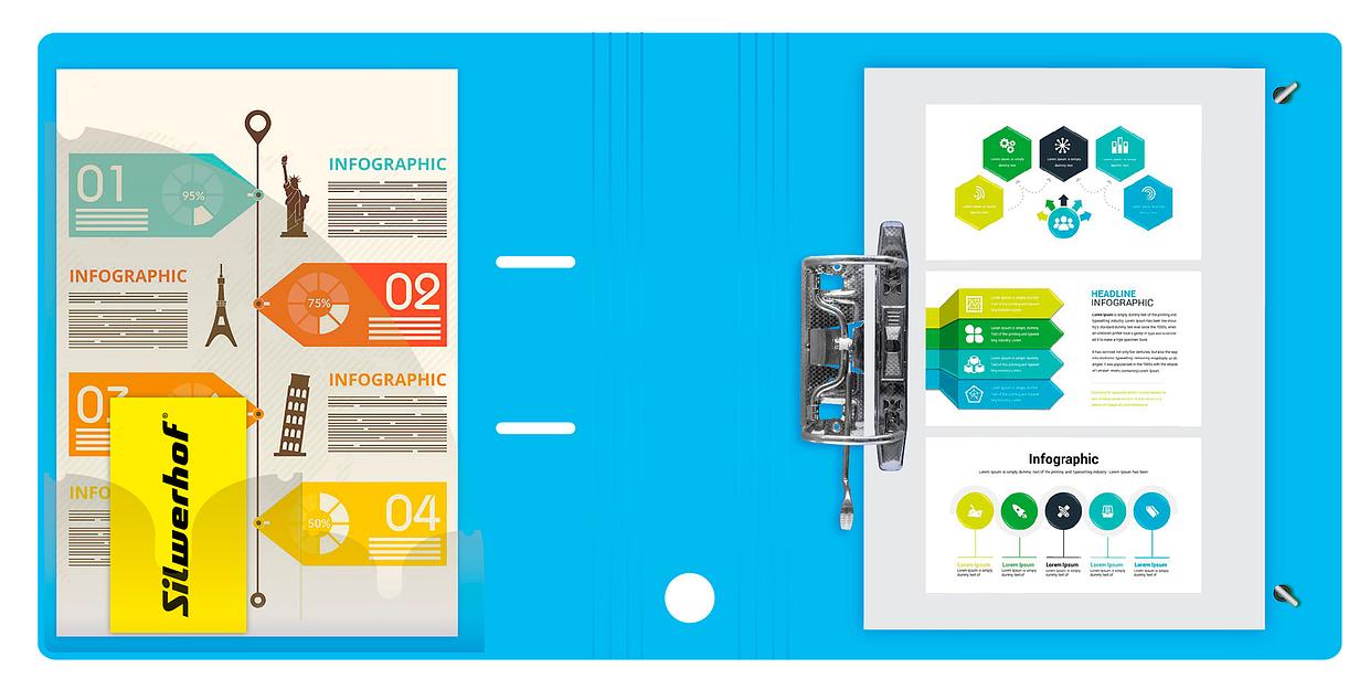 Папка-регистратор Silwerhof 355052 A4 70мм полифом голубой фото 4