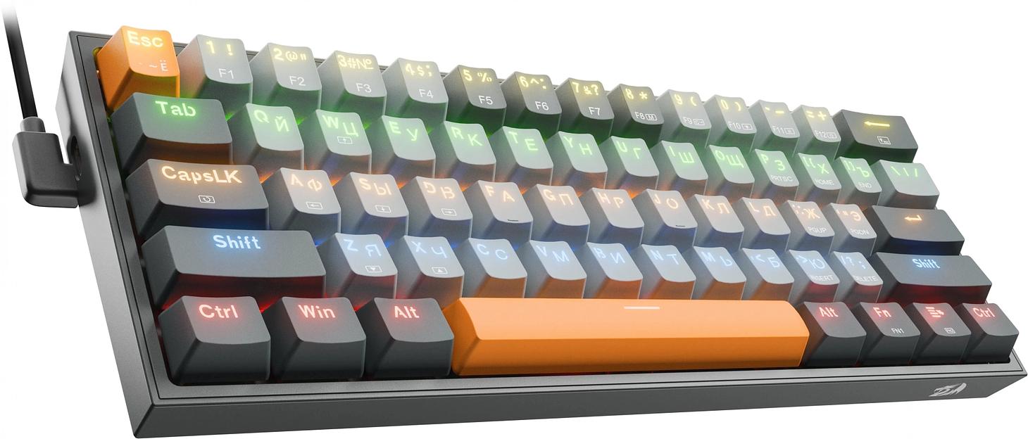 Клавиатура REDRAGON (72599) Fizz RU,Rainbow,красные свитчи, механическая фото 2