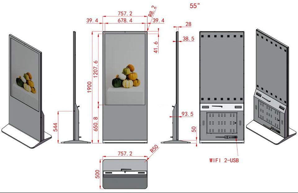 Сенсорный киоск Волшебное зеркало 55" с PCAP LCD-экраном и напольной подставкой фото 3