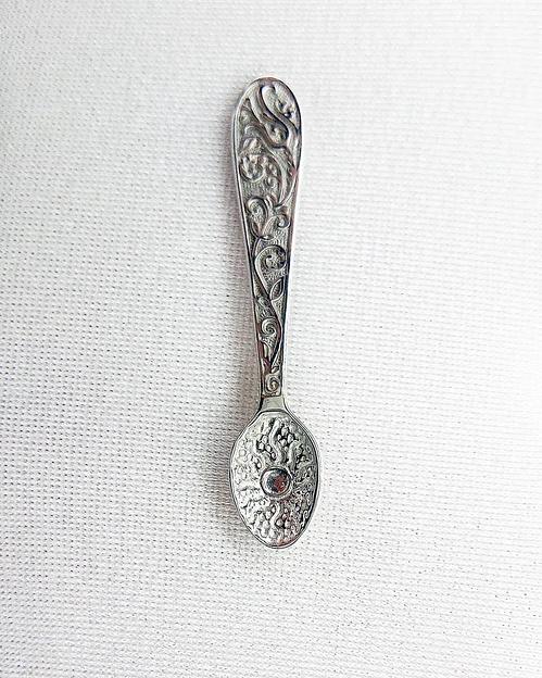 Silver Moon Сувенир ювелирный Ложка-загребушка родированная, серебро 925 фото 1