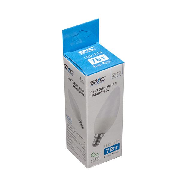 Эл. лампа светодиодная SVC LED C35-7W-E14-4200K Нейтральный C35-7W-E14-4200K фото 2