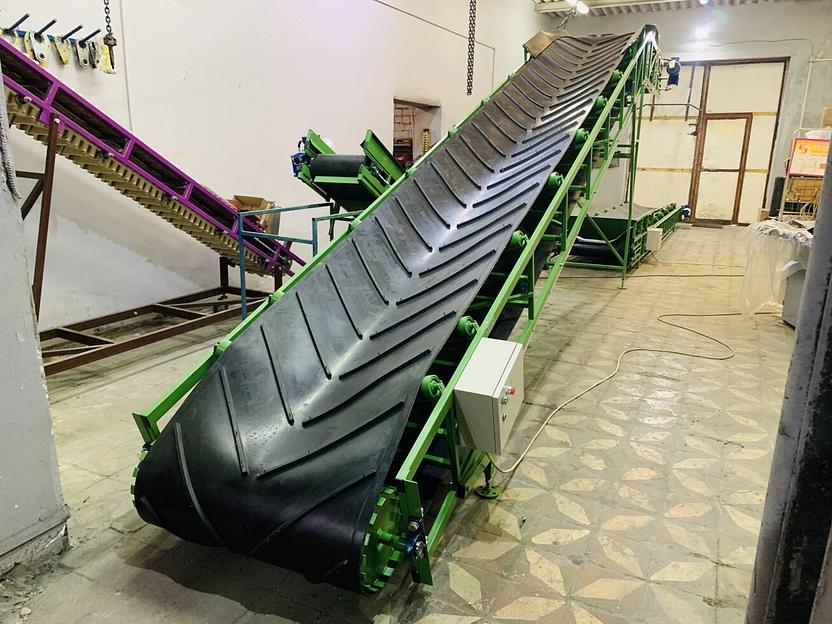 Желобчатый конвейер с Г-образной трассой для транспортировки овощей фото 2