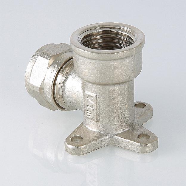 Обжимной фитинг-угольник с креплением и переходом на внутреннюю резьбу опт фото 5