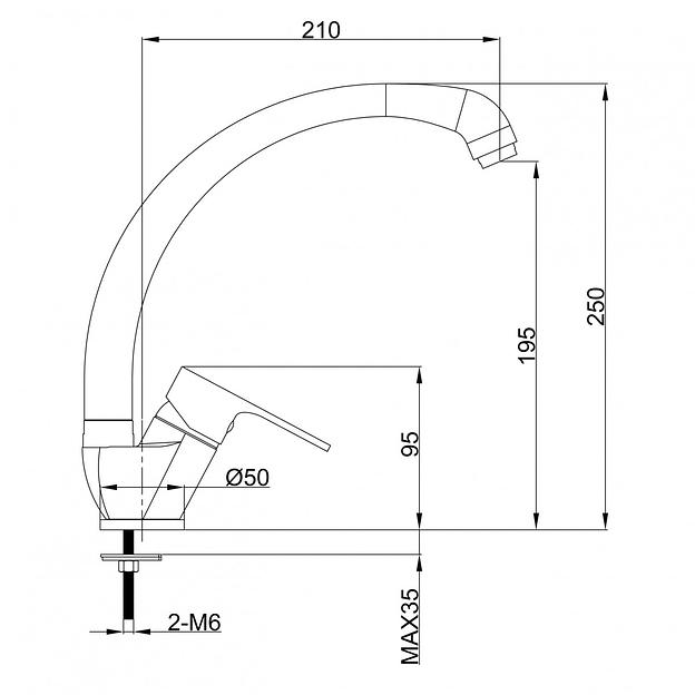 Латунный смеситель для мойки одноручный Eleanti Agate фото 2