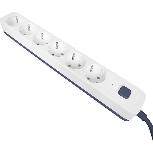 Фильтр-удлинитель PowerCom SP-06W 1.8M, 6 розеток, белый, 16А, 4кВт, 380Дж, защитные шторки, защита от КЗ, перегрузки, ВЧ и импульсных помех, кабель 3x1 мм2, ШхГхВ 338.5х50х40.2 мм, вес 0.48 кг. Powercom SP-06W 1.8M фото 2