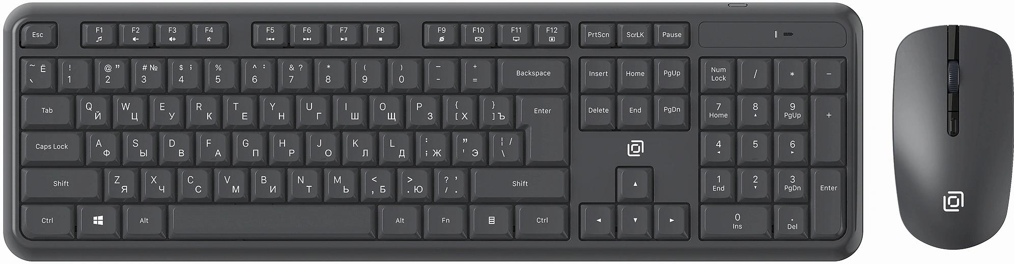 Клавиатура + мышь Оклик S277W клав:серый мышь:серый USB беспроводная Multimedia (2066173) фото 1
