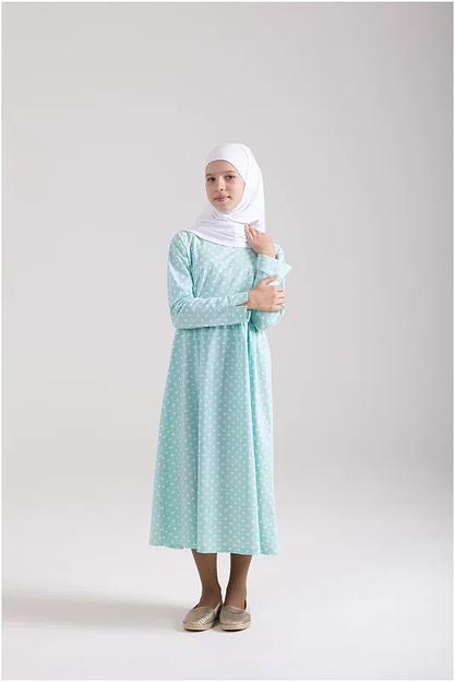 Платье Золотой ключик, хлопок, в горошек, синее ОПТ фото 2