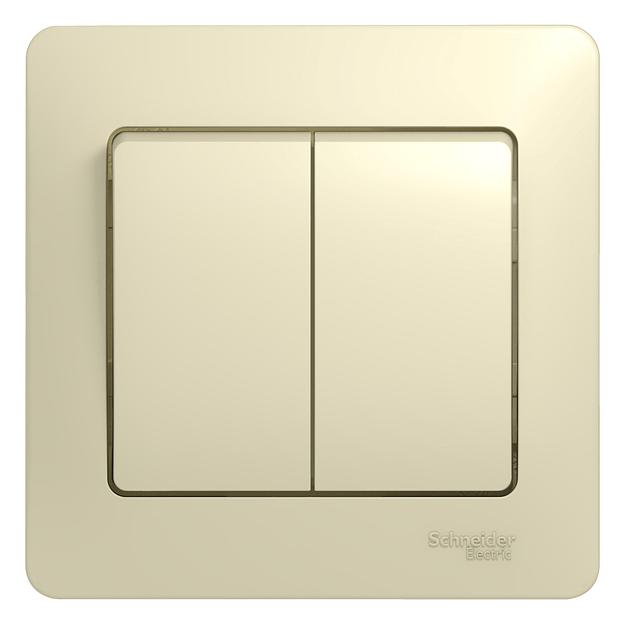 Systeme electric GSL000252 GLOSSA 2-клавишный ВЫКЛЮЧАТЕЛЬ, сх.5, 10АХ, в сборе, БЕЖЕВЫЙ фото 1