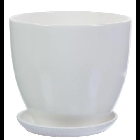Горшок цветочный Колор Гейм, d-18 h-16,5см, v-2,6 л, керамика, белый фото 1