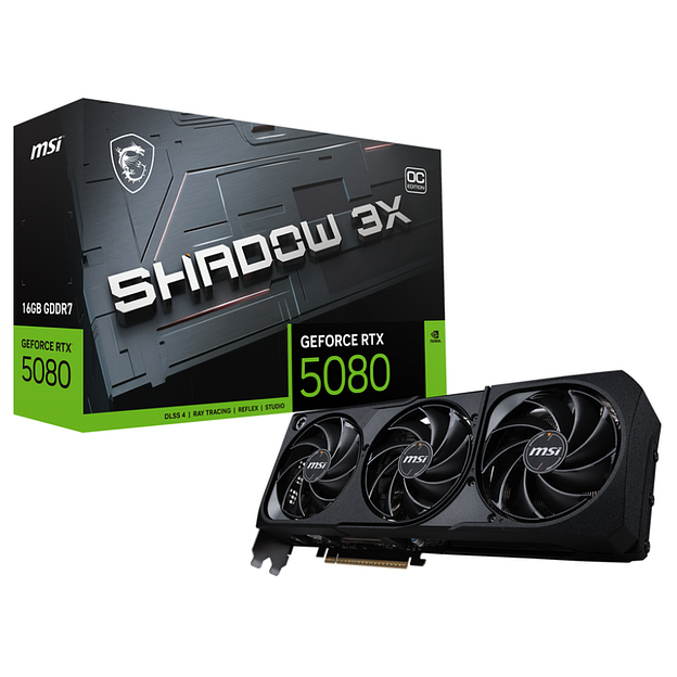 Видеокарта MSI RTX5080 SHADOW 3X OC 16GB GDDR7 256bit 3xDP HDMI 3FAN RTL фото 1