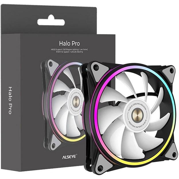 Вентилятор в корпус ALSEYE HALO PRO B-R (rubber screw) FAN 120mm, hydraulic, 800~2100rpm, max 51.87CFM, max 26dBA, ARGB. PWM, Black, RTL фото 3