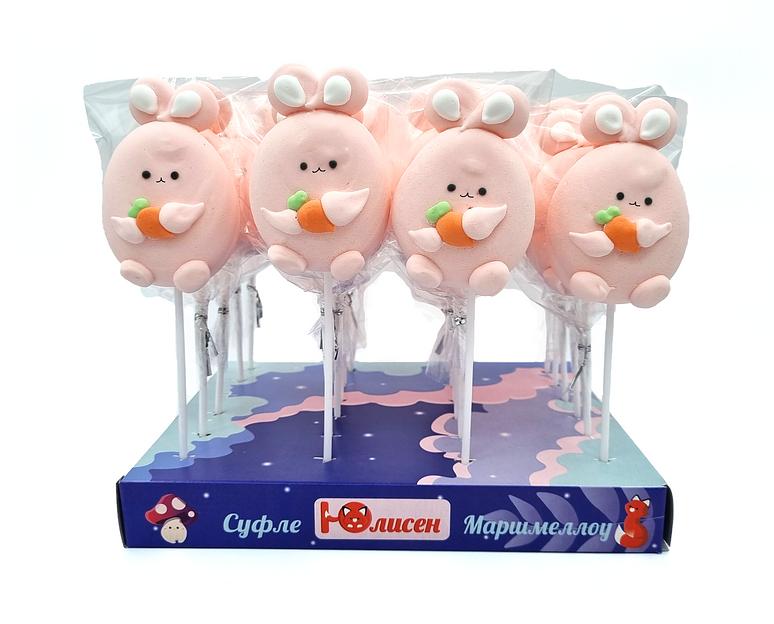 Фигурный маршмеллоу на палочке Юлисен «Зайка с морковкой» фото 1