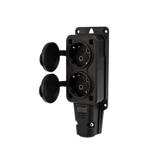 Розетка штепсельная двухместная влагозащ. с/з 16А IP54 каучук Rexant 111-112 фото 10