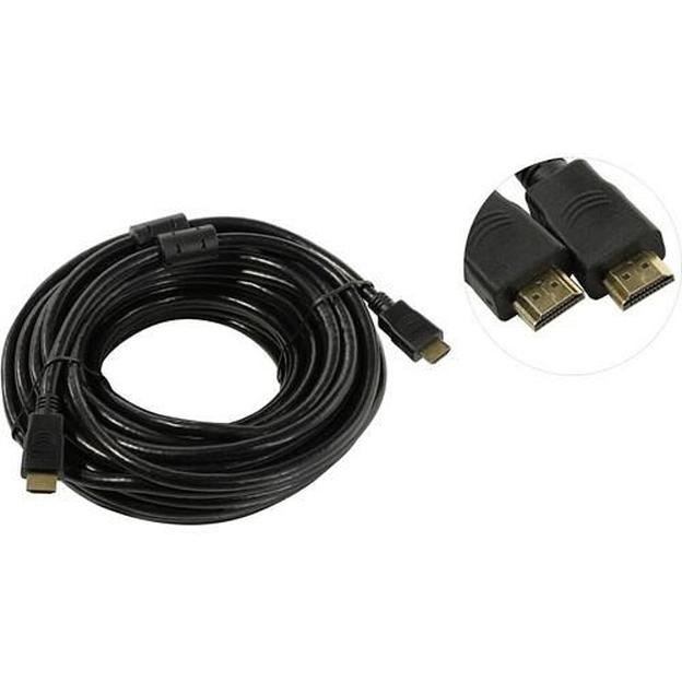 Exegate EX287727RUS Кабель HDMI ExeGate EX-CC-HDMI2-15.0F (19M/19M, v2.0, 15м, 4K UHD, Ethernet, ферритовые кольца, позолоченные контакты) фото 1