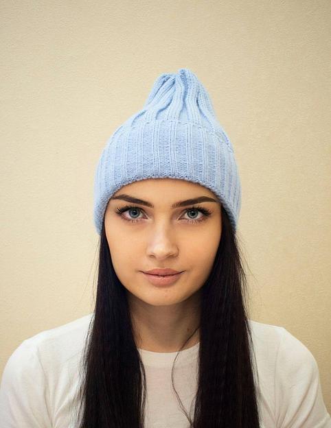 Шапка тыковка 2×2 Голубая ОПТ фото 1