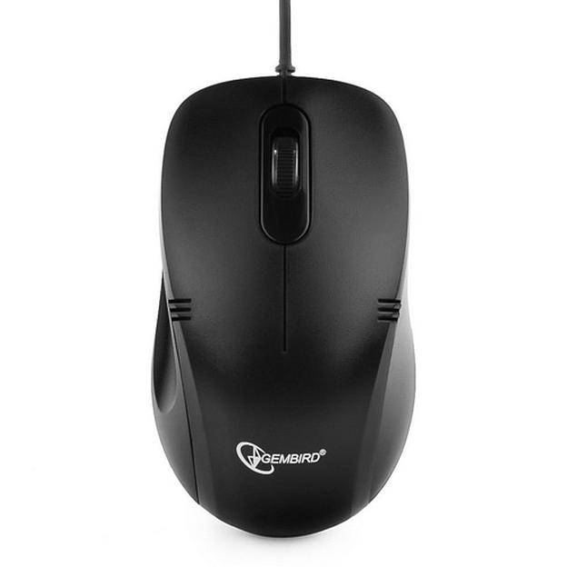 Мышь Gembird MOP-100, USB, черный, 2 кнопки+колесо кнопка, 1000 DPI, кабель 1.45м, (206844) фото 1