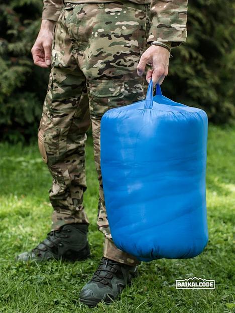 Спальный мешок туристический голубой фото 2