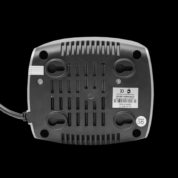 Стабилизатор POWERMAN AVS 500C, ступенчатый регулятор, 500ВА/280Вт, 150-280В, максимальный входной ток 4А, 2 евророзетки, IP-20, напольный, 151мм х 126мм х 123мм, 1.4 кг. POWERMAN AVS 500C (POWERMAN AVS 500 C) фото 3