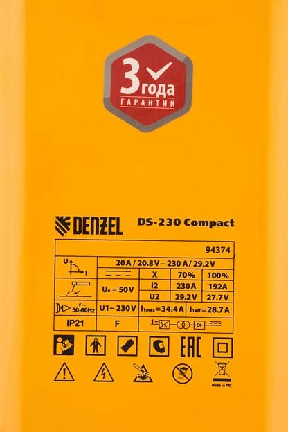 Сварочный аппарат Denzel DS-230 Compact инвертор ММА DC 7.9кВт фото 7