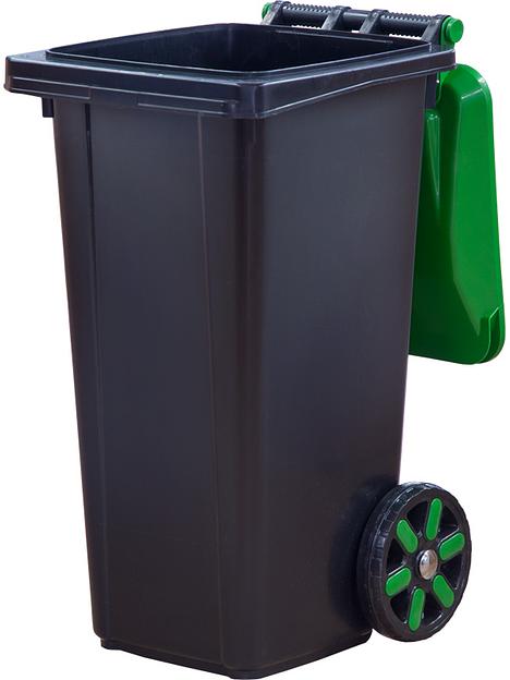 Мусорный бак 60л. с зелёной крышкой чёрный фото 5