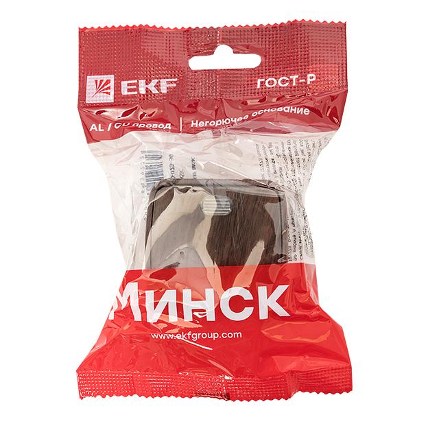 EKF EGV10-121-40 Выключатель 1-клавишный ОП Минск 10А с индикатором тёмное дерево EKF фото 3