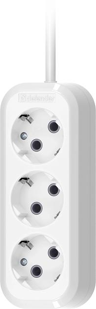 Сетевой удлинитель Defender R330 1.5м (3 розетки) белый (пакет ПЭ) фото 2