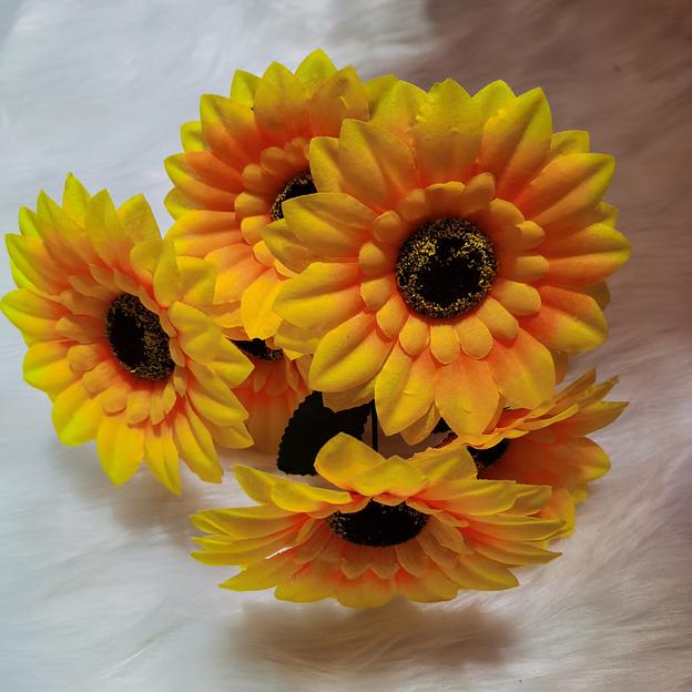 Искусственные цветы Букет подсолнуха, атлас, 35 см, опт фото 1