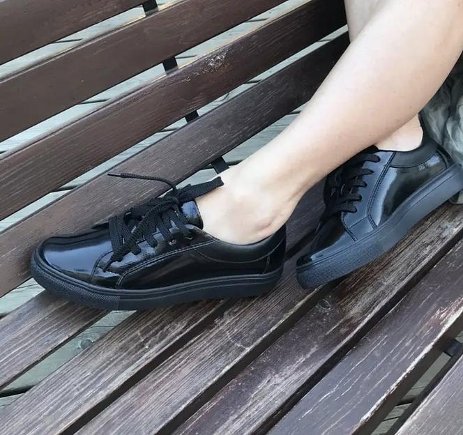 Кеды кожаные BuzShoes черные лакированные ОПТ фото 4