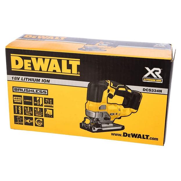 Аккумуляторный бесщёточный лобзик с верхней рукояткой DEWALT DCS334N-XJ 18.0 В XR 400 Вт антивибрационная система, быстрозажимное крепление пилки, возможность подключения пылесоса, защитный щиток фото 6