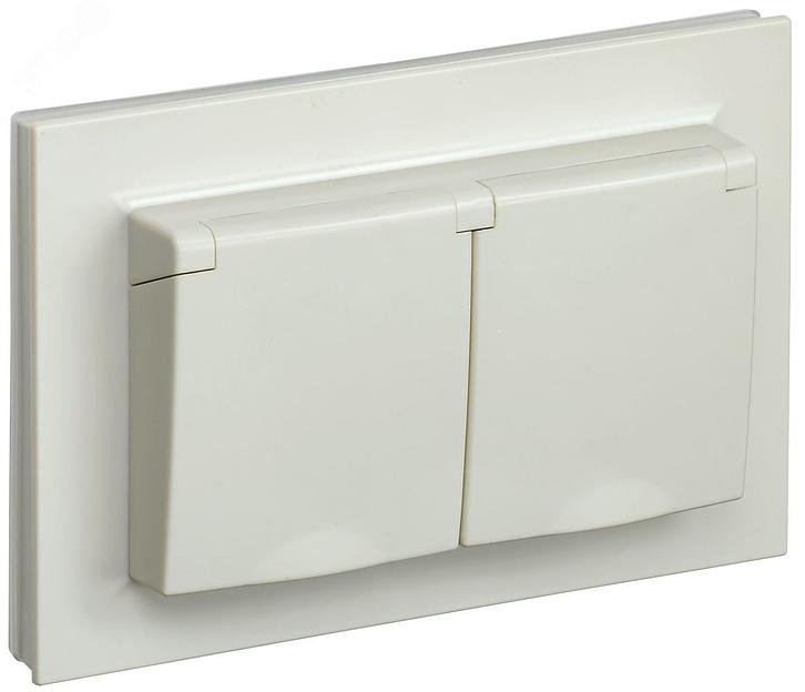 IEK BR-R26-16-44-K10-F BRITE Роз. 2-я с кр. 16А в сб IP44 РСбш12-3-44-БрКр беж. фото 1