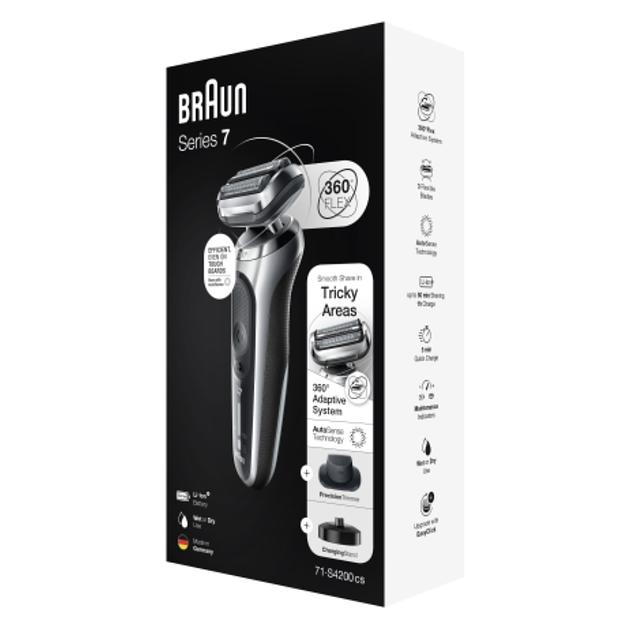Бритва сетчатая Braun Series 7 71-S4200cs реж.эл.:3 питан.:аккум. черный/серебристый фото 9