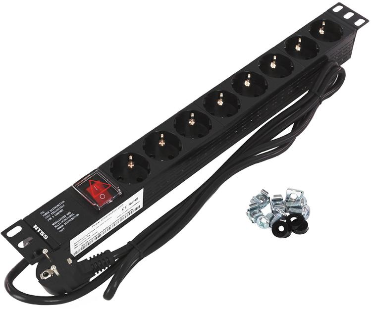 Блок распределения питания NTSS NTSS-PDU-DA2032 гор.размещ. 8x базовые 16A Schuko 1.8м фото 1