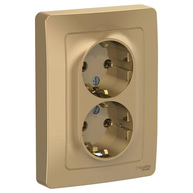 Systeme electric BLNRS001024 BLANCA С/У РОЗЕТКА двойная с заземлением без шторок, 16А, 250В, ТИТАН фото 1