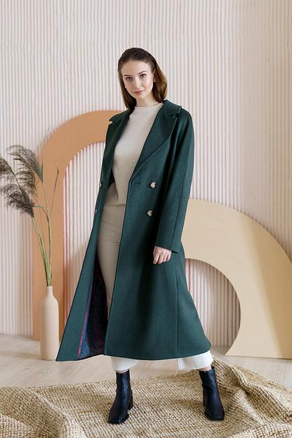 Женское демисезонное пальто деловое Mmoda изумрудный, арт.22М10 фото 7