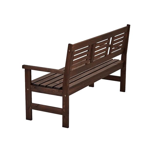Скамья деревянная для сада и дачи, для 3-х человек Хольмен тёмно-коричневая ОПТ фото 4