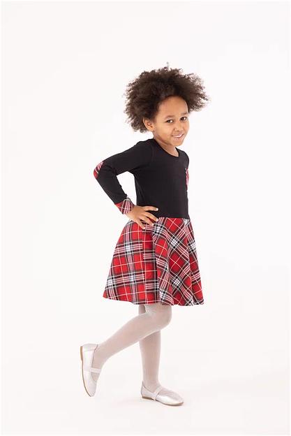 Платье Золотой ключик, в клетку, чёрное ОПТ фото 3