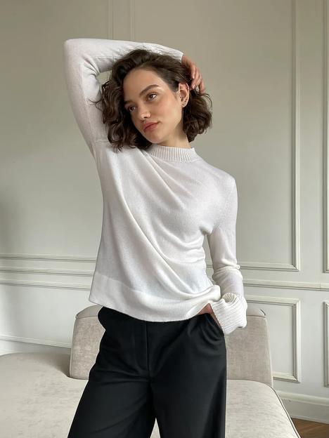 Кашемировый молочный джемпер Одри ОПТ фото 3