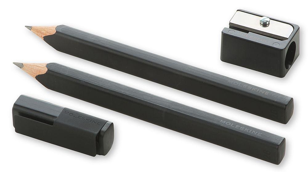 Набор карандашей чернографит. Moleskine DRAWING SET EW1PSA (2 карандаша + точилка) 2B корпус черный блистер фото 1