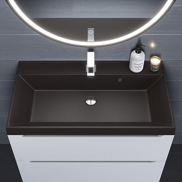 Раковина кварцевая для ванной комнаты Uperwood Classic Quartz 80 см, коричневая матовая, трюфель фото 4