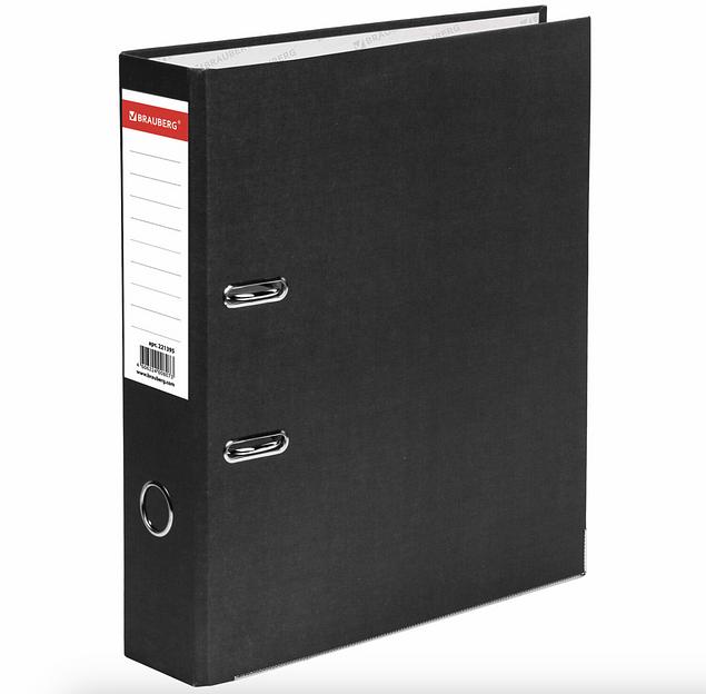 Папка-регистратор BRAUBERG «ECO», 75 мм, черная, опт фото 1