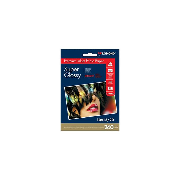 Фотобумага Lomond для струйной печати, 20л, 260г/м2, белый, покрытие высокоглянцевое [1103102] фото 1