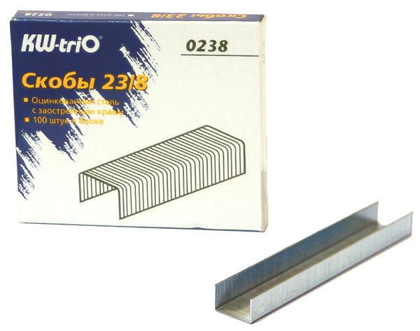 Скобы для степлера 23/8 Kw-Trio 0238 оцинкованные кор.карт. (упак.:1000шт.) фото 1