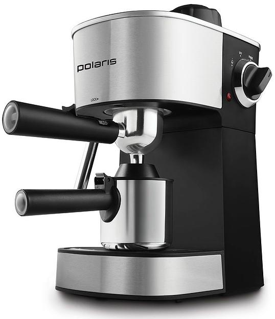 Кофеварка рожковая Polaris PCM 4008AL 800Вт нержавеющая сталь/черный фото 1